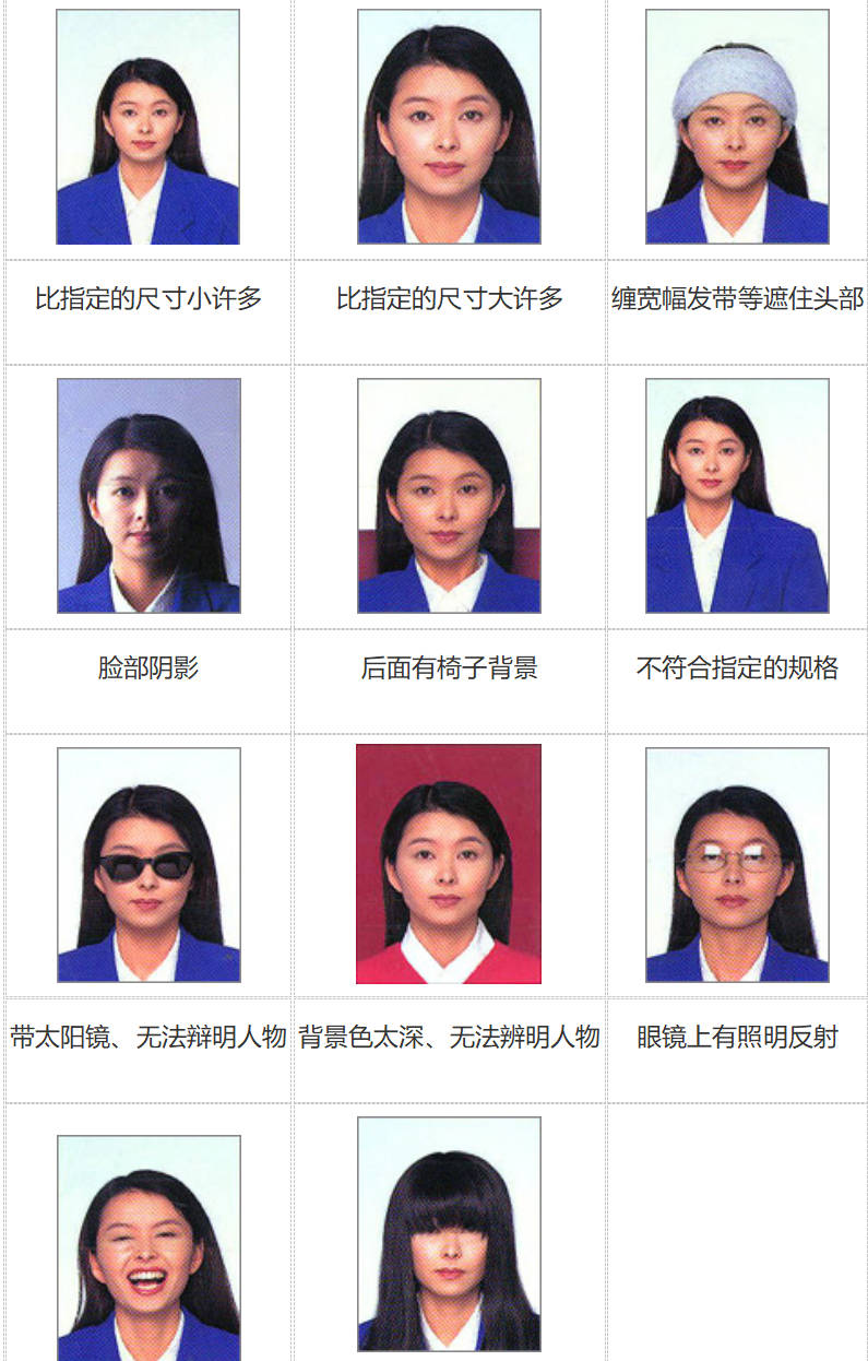 日本标准签证照片尺寸示意图