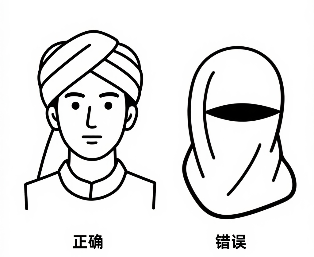 印度签证照片头巾佩戴示意图
